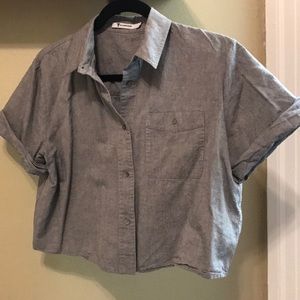Alexander Wang Cropped Gray Button-Up